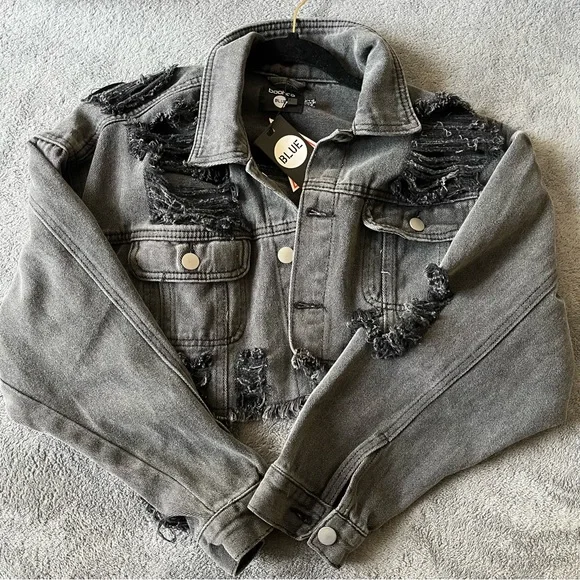 BNWT CROPPED BLACK WASHED DENIM JACKET🖤 - Picture 1 of 5